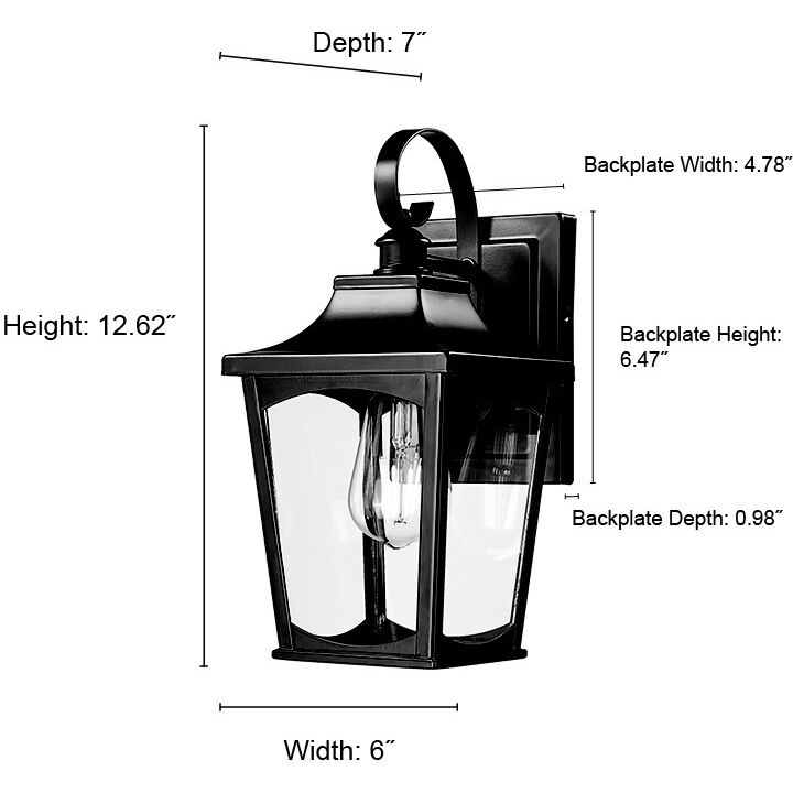 Curry 1 Light 12.62 inch Powder Coated Black Outdoor Wall Sconce